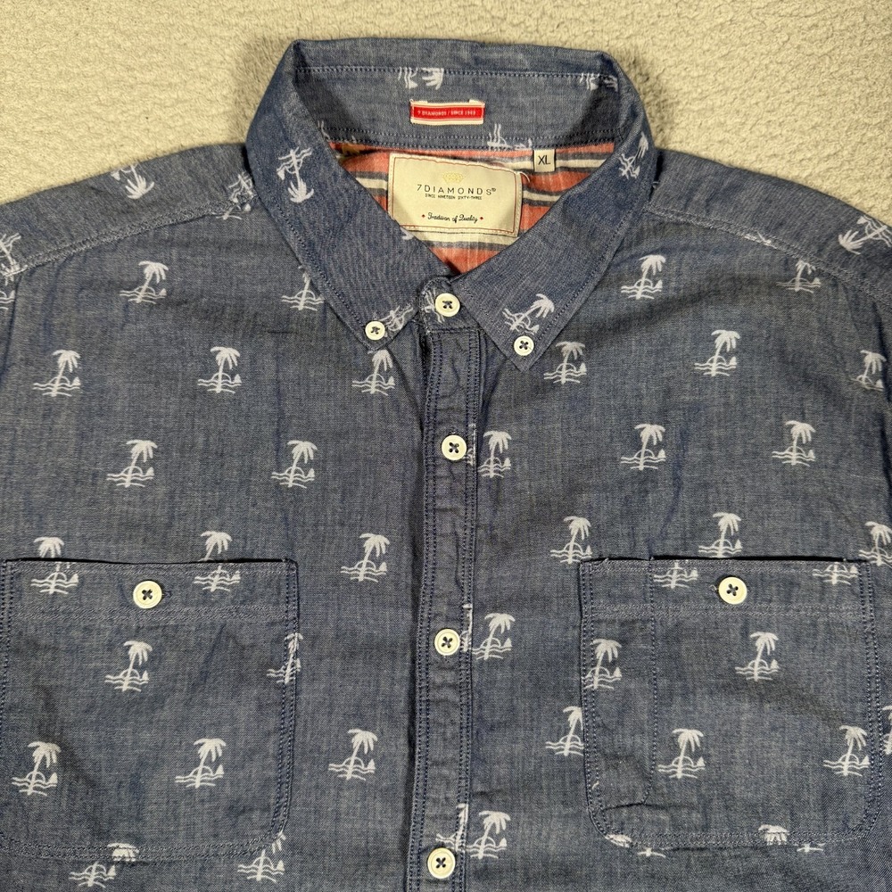 7 Diamonds Shirt Mens XL Blue Chambray Clear‎ Skies Button Down Casual Preppy